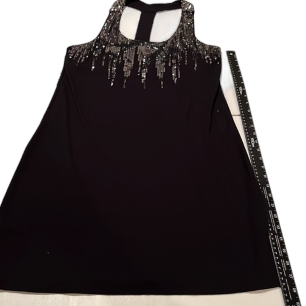 INC International Concepts size large black sequin dress racerback shelf bra